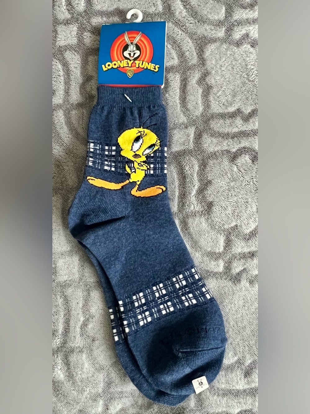 Vintage Looney Tunes Tweety Bird Blue Crew Socks Size 9–11 NWT